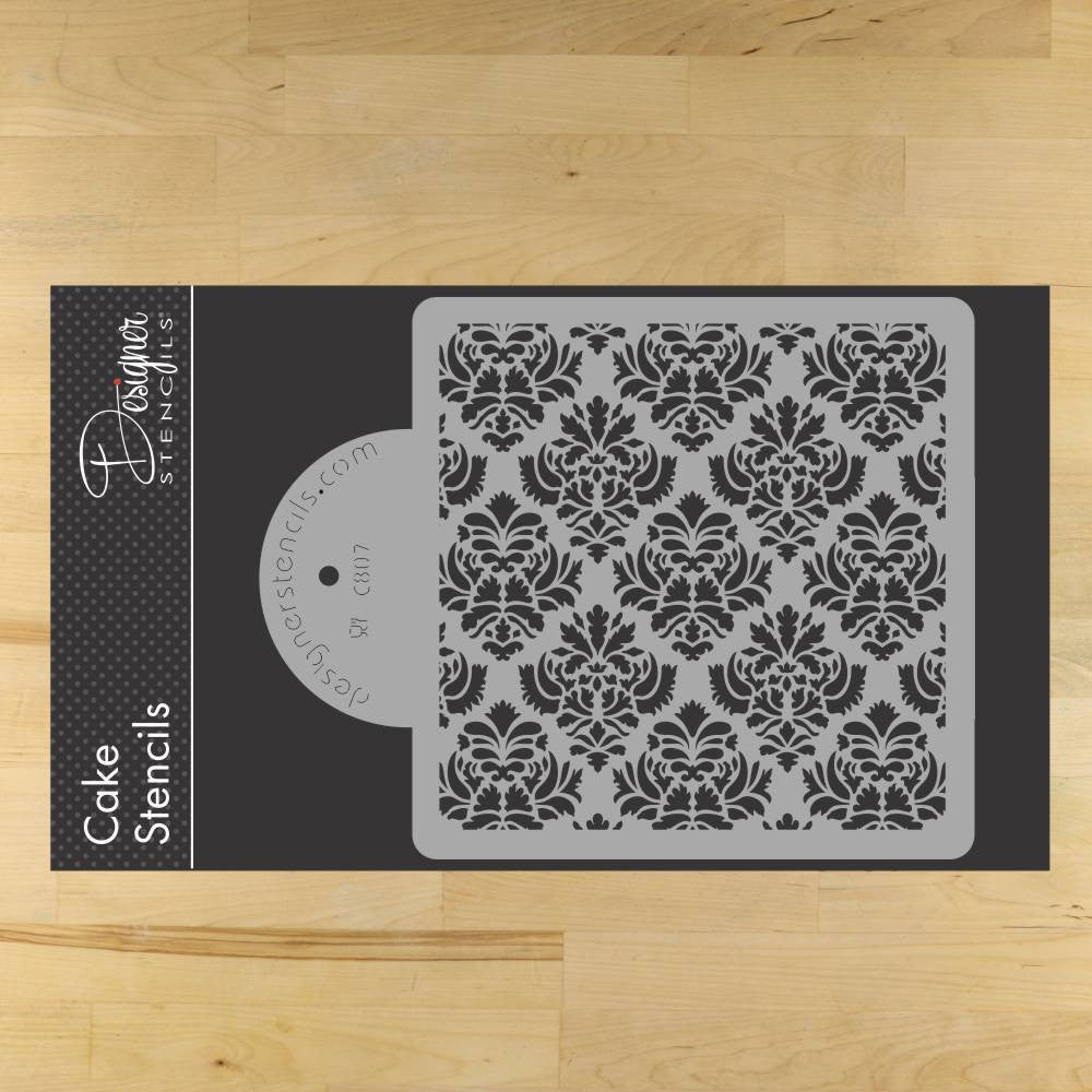 Damask Miniprint Cake or Cookie Stencil by Designer Stencils