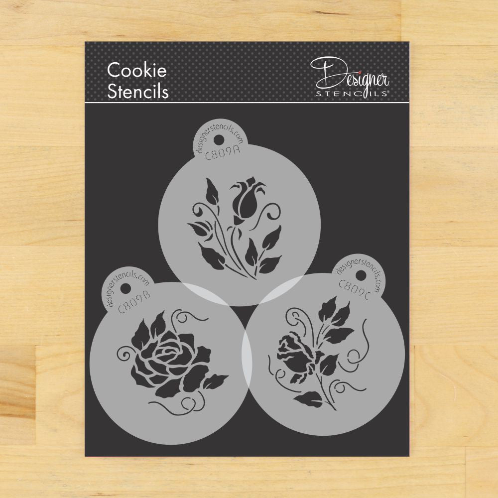 Roses Are Red Round Cookie Stencils by Designer Stencils