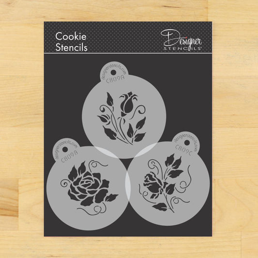 Roses Are Red Round Cookie Stencils by Designer Stencils
