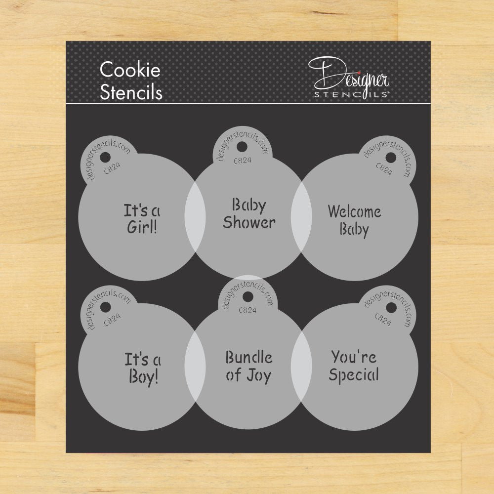Baby Messages Round Cookie Stencil Sets by Designer Stencils