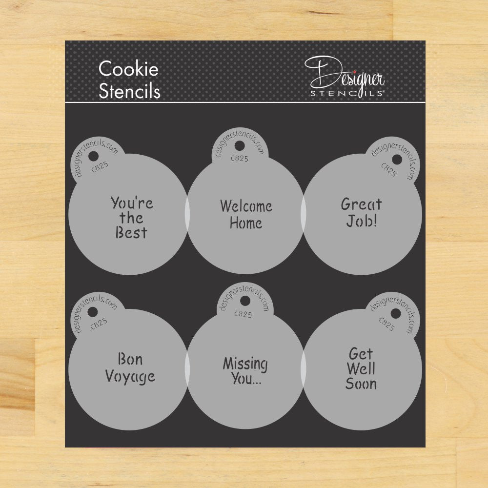Encouragement Sayings Round Cookie Stencil Set by Designer Stencils