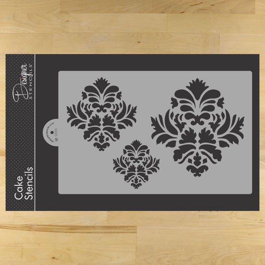 Large Damask Icons Cake Stencil Set by Designer Stencils