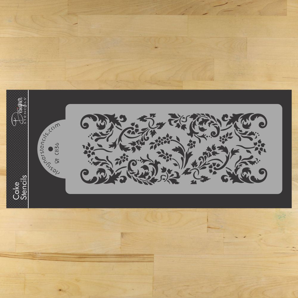 Jasmine Lace Cake Stencil Side by Designer Stencils