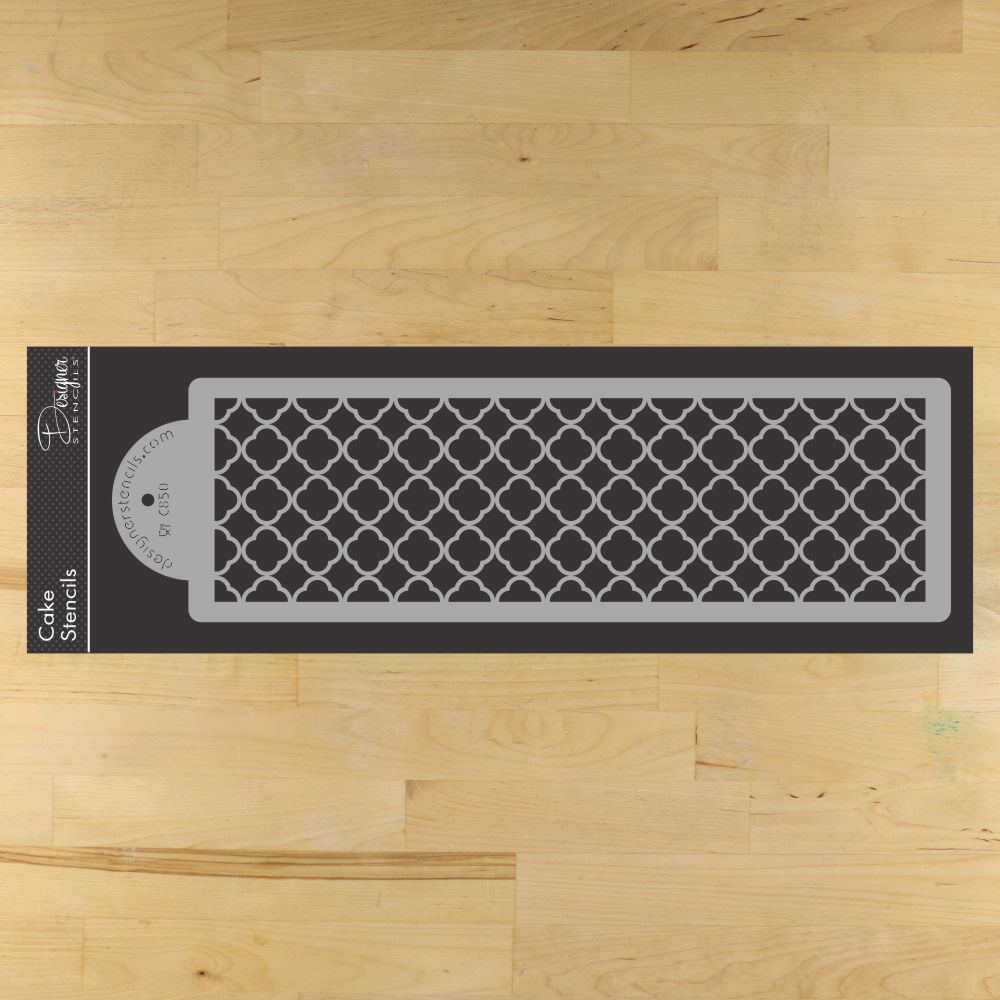 Solid Quatrefoil Cake Stencil Side by Designer Stencils