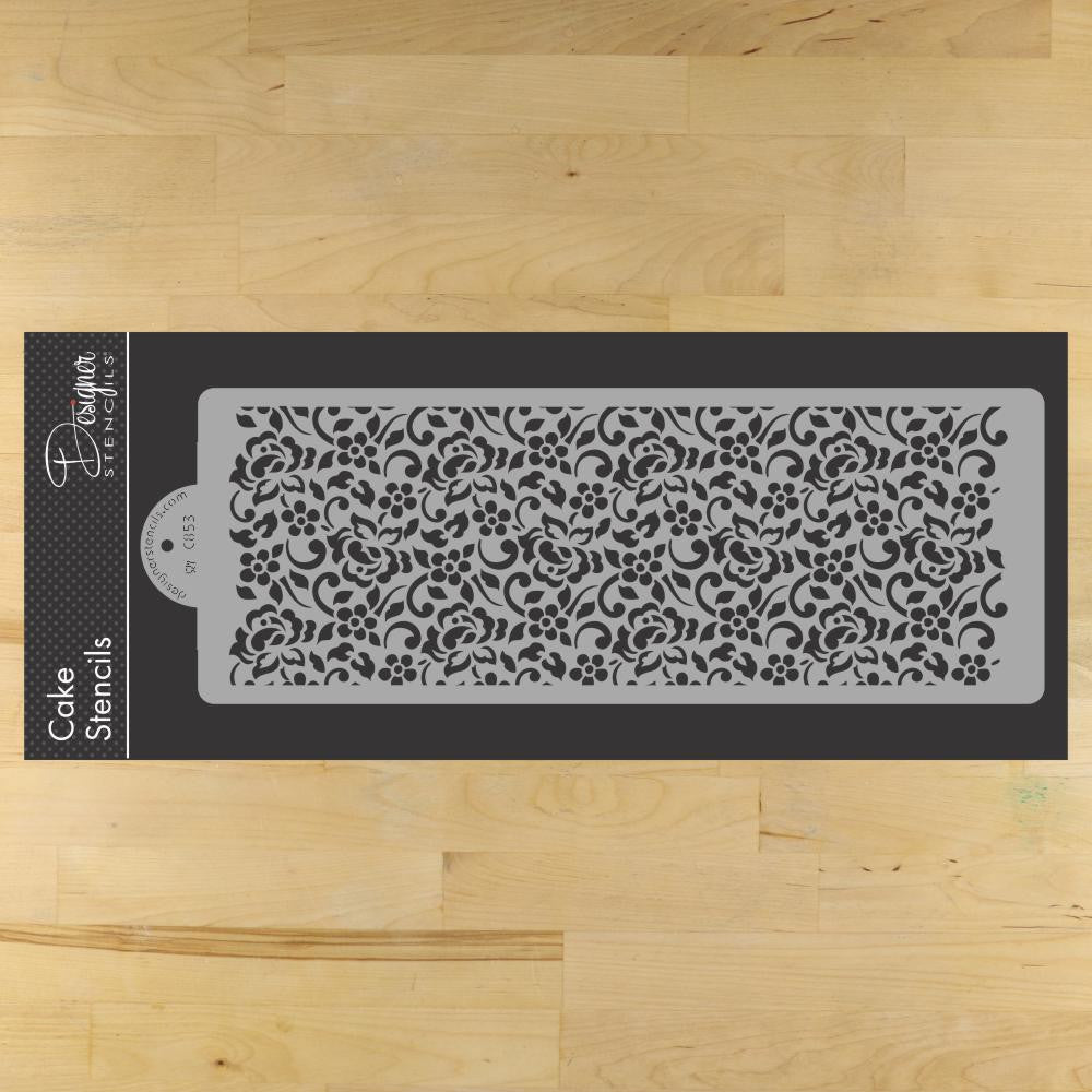 Chantilly Lace 1 Cake Stencil Side by Designer Stencils