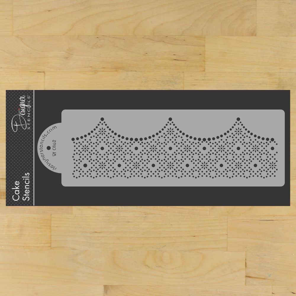 Ella's Pearl Embroidery Cake Stencil Side by Designer Stencils