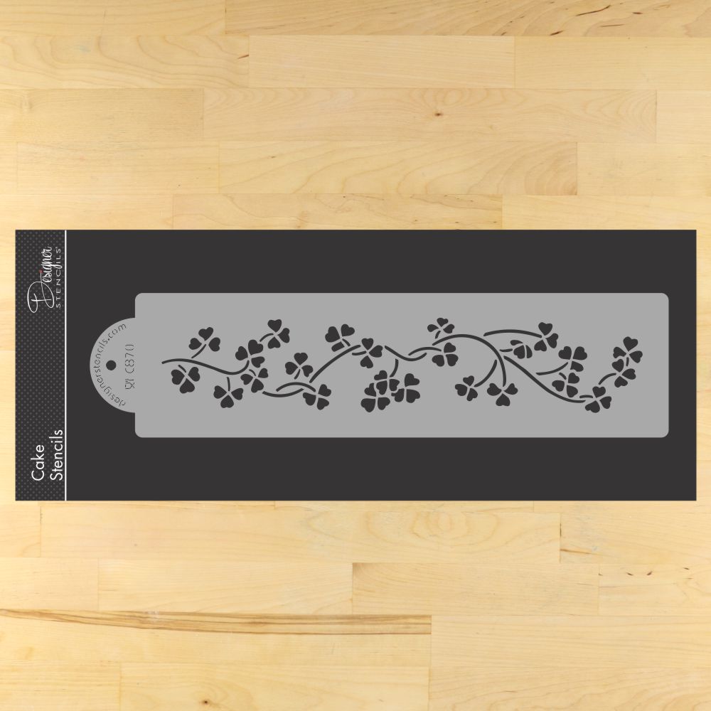 Shamrock Vine Cake Stencil Side by Designer Stencils
