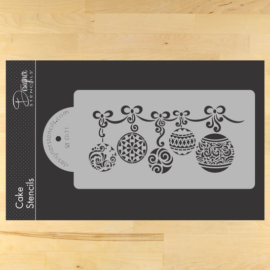 Christmas Ornament Swag Cake Stencil Side by Designer Stencils