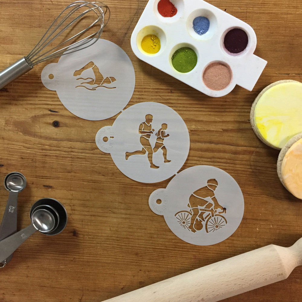 Triathlon Round cookie stencils