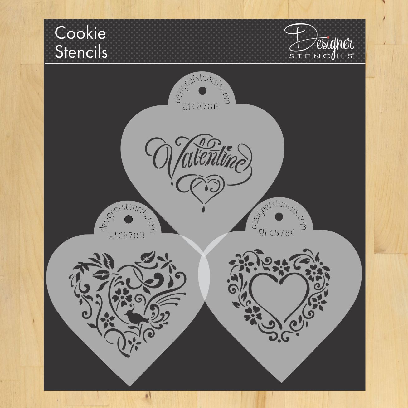Be My Valentine Heart Shaped Cookie Stencil Set by Designer Stencils