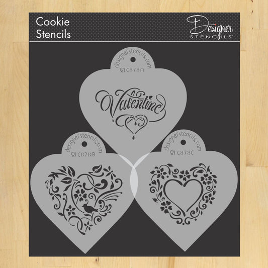 Be My Valentine Heart Shaped Cookie Stencil Set by Designer Stencils