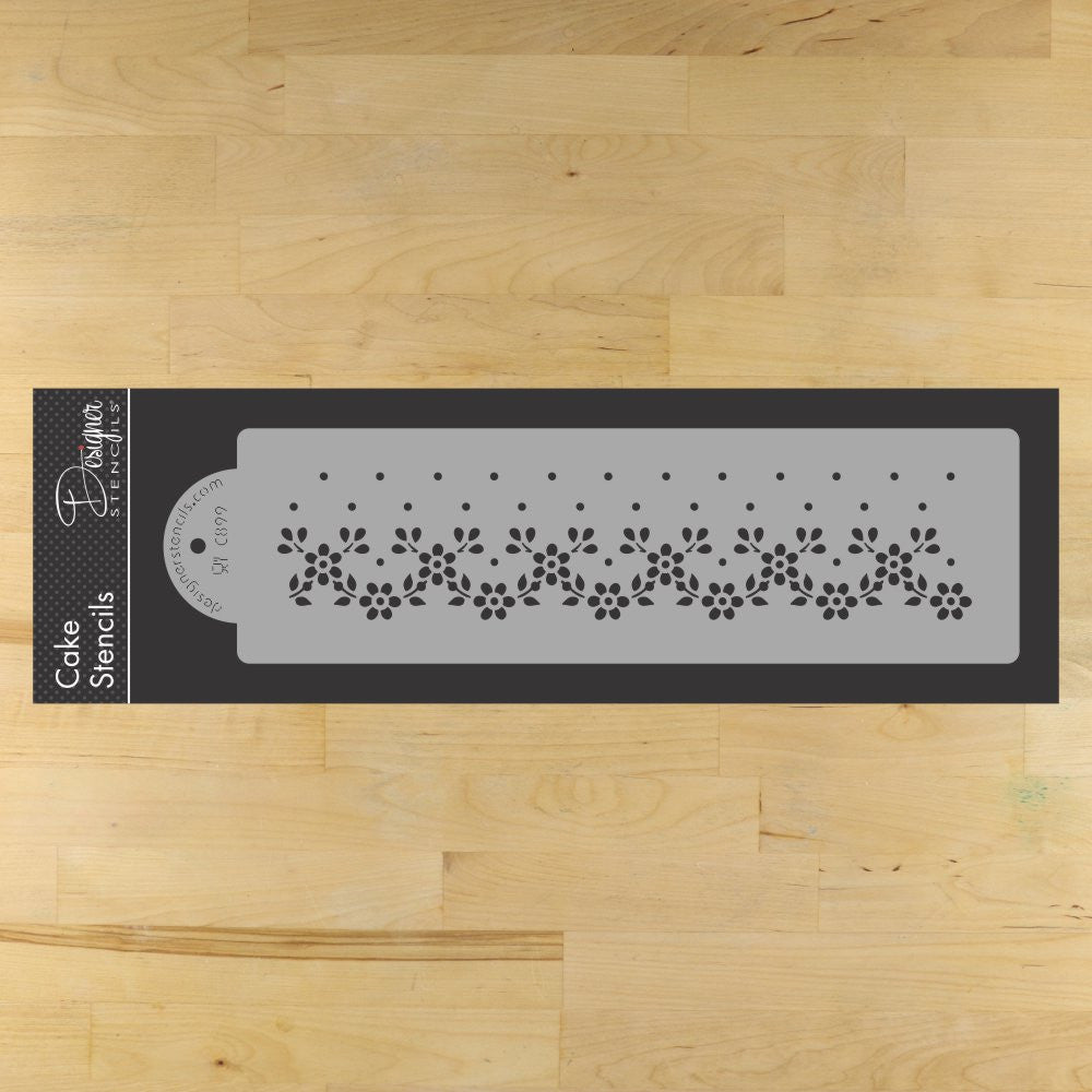 Swiss Dot Floral Lace Cake Stencil Side by Designer Stencils