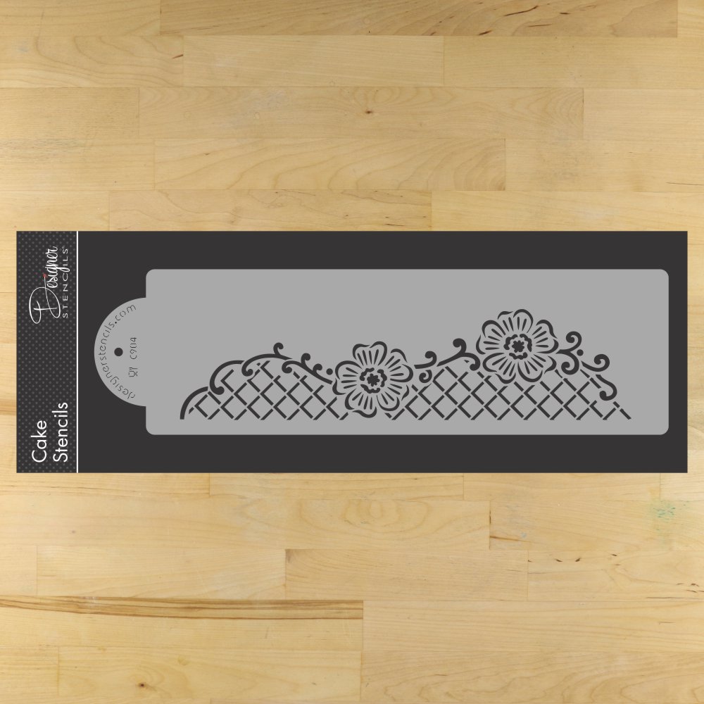 Floral Lace Netting Cake Stencil Side by Designer Stencils Tier 4