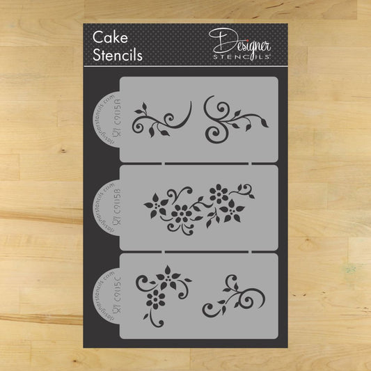 Dainty Floral Sprays Cake Stencil Set by Designer Stencils