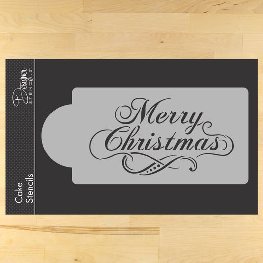 Decorative Merry Christmas Cake Stencil Side by Designer Stencils