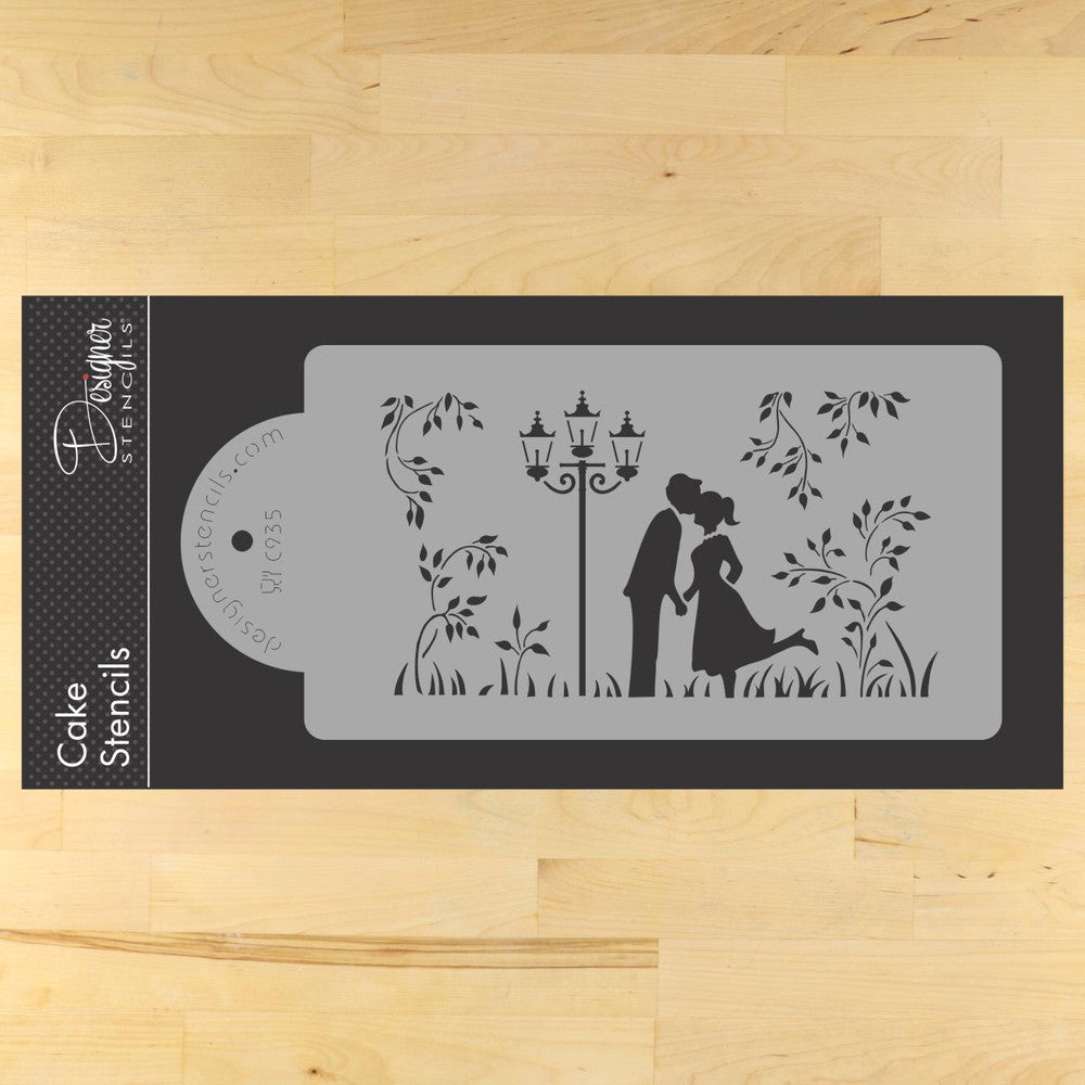 Kissing Couple Silhouette Cake Stencil Side by Designer Stencils
