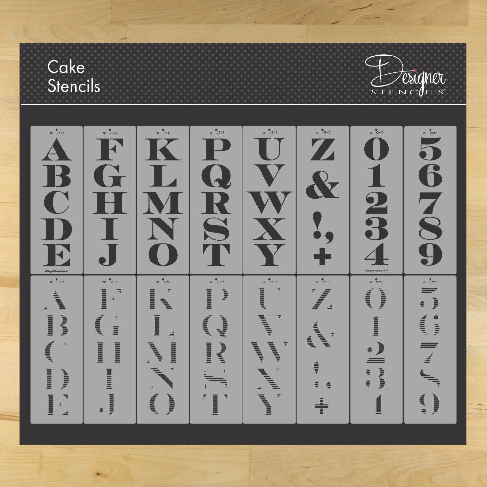 Chevalier Stripe Monogram Cake Stencil Set by Designer Stencils