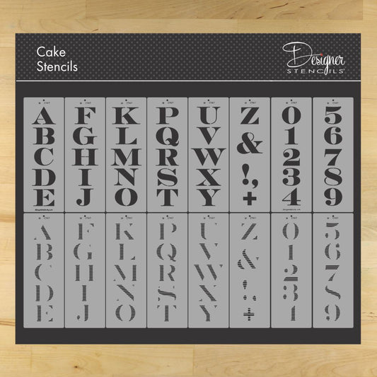 Chevalier Stripe Monogram Cake Stencil Set by Designer Stencils
