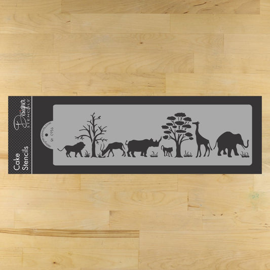 Safari Animals Silhouette Cake Stencil Side by Designer Stencils