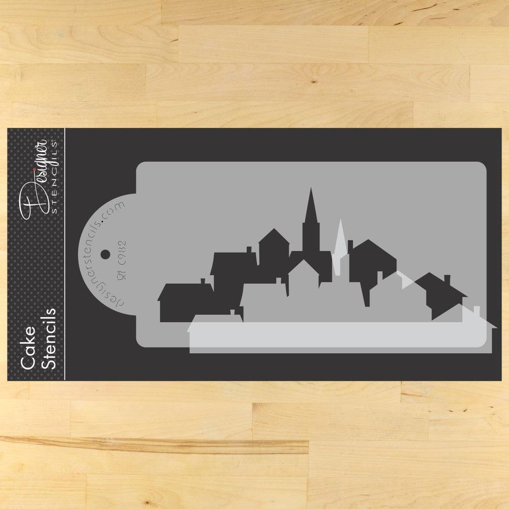 Village Silhouette Cake Stencil Set by Designer Stencils