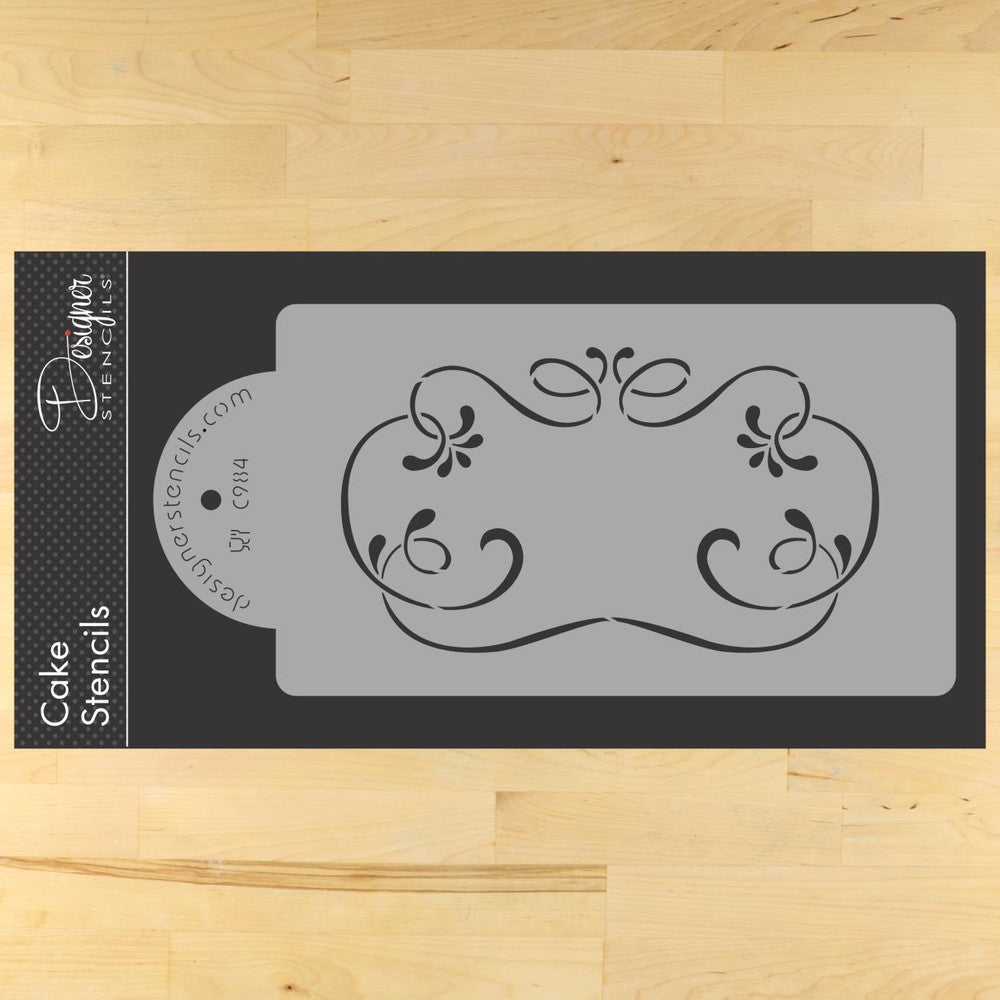 Calligraphy Monogram Plaque Cake Stencil by Designer Stencils