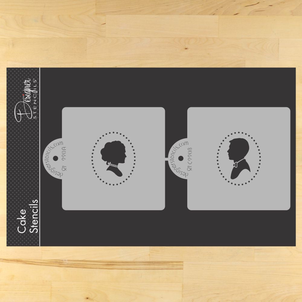 Bride and Groom Portrait Cake Stencil Set by Designer Stencils