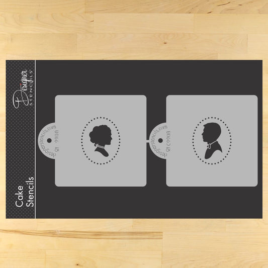 Bride and Groom Portrait Cake Stencil Set by Designer Stencils