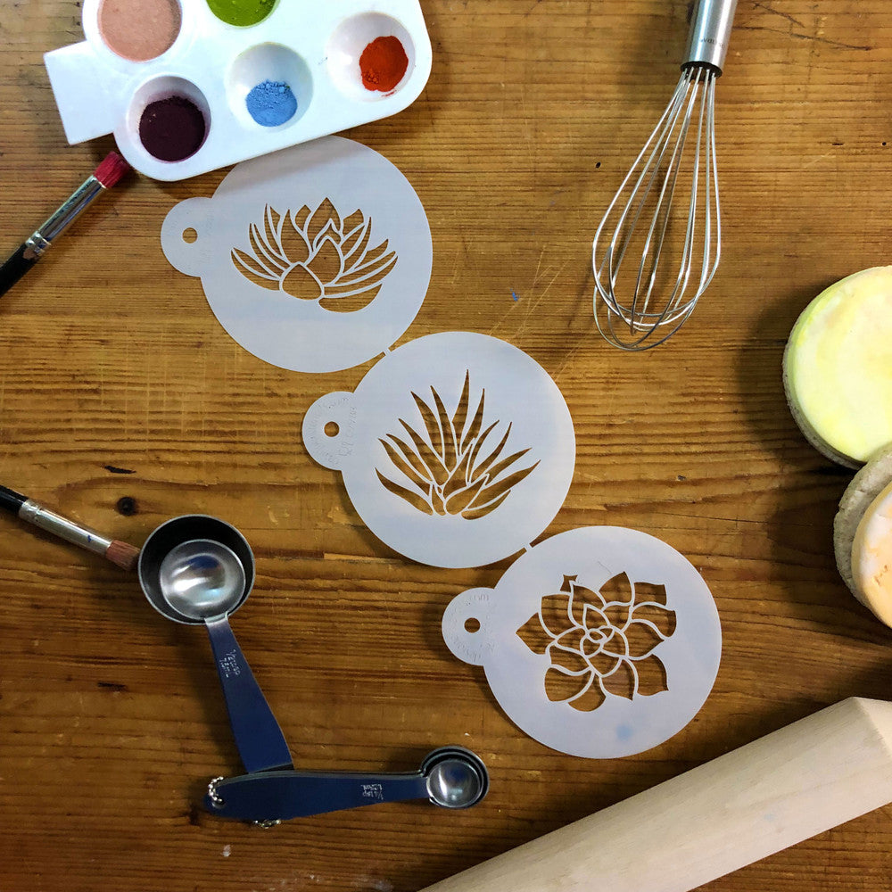 Succulent Plants Round Cookie Stencils by Designer Stencils