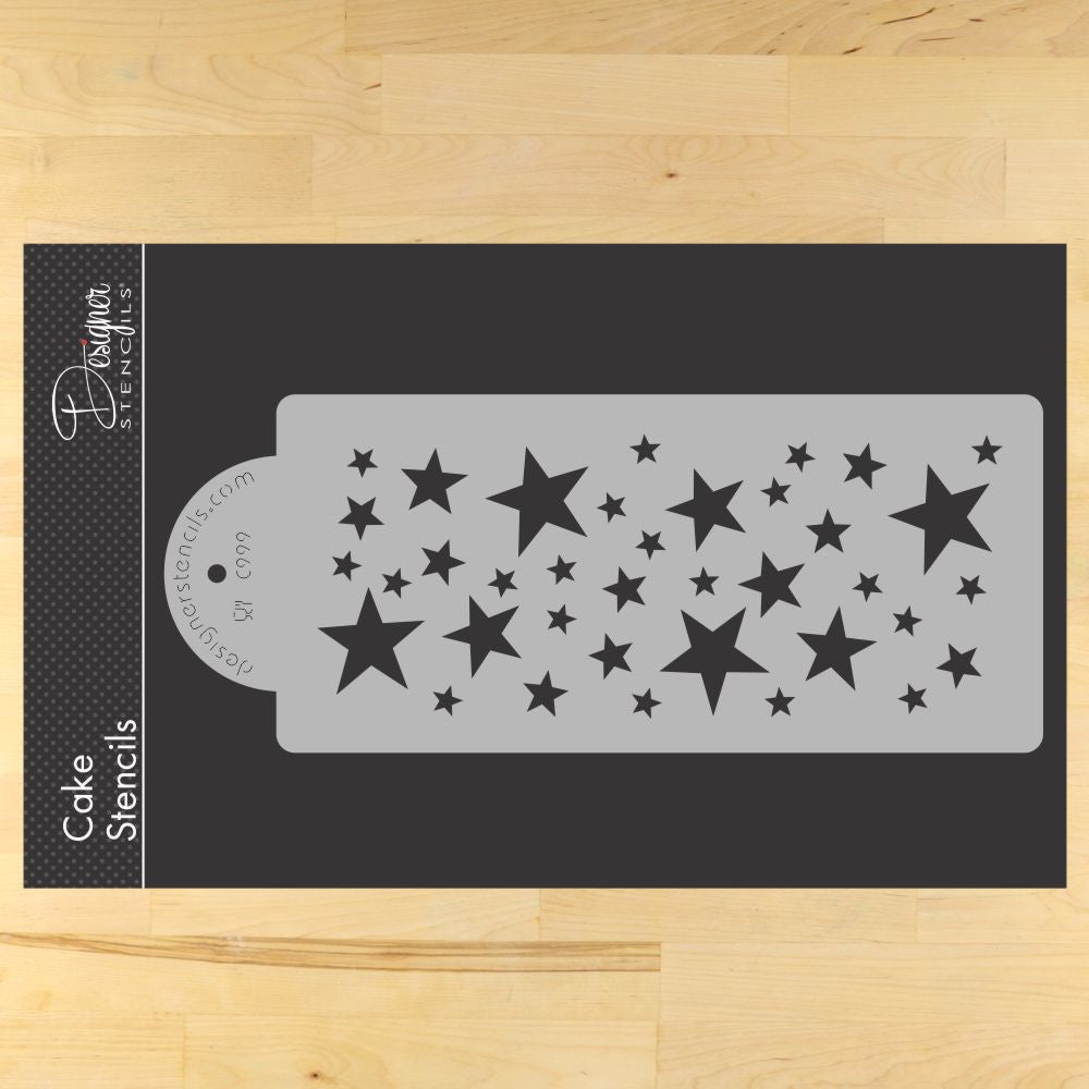 Scattered Stars Cake Stencil Side by Designer Stencils