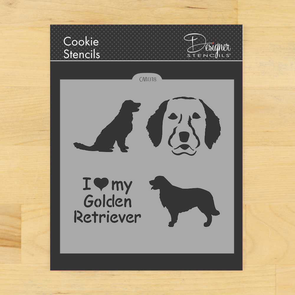 I Love My Golden Retriever Cookie Stencil by Designer Stencils