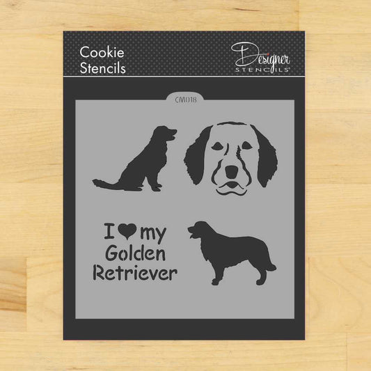 I Love My Golden Retriever Cookie Stencil by Designer Stencils