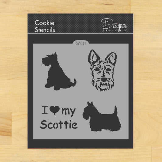 I Love My Scottie Cookie Stencil