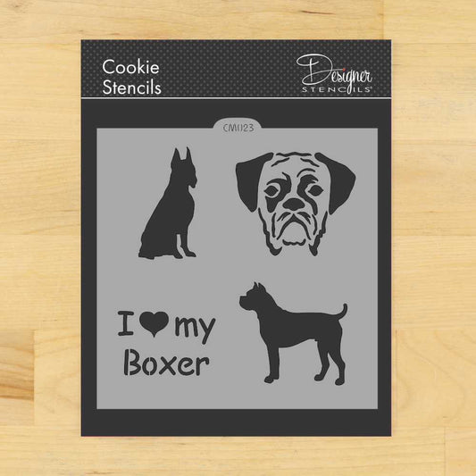 I Love My Boxer Cookie Stencil