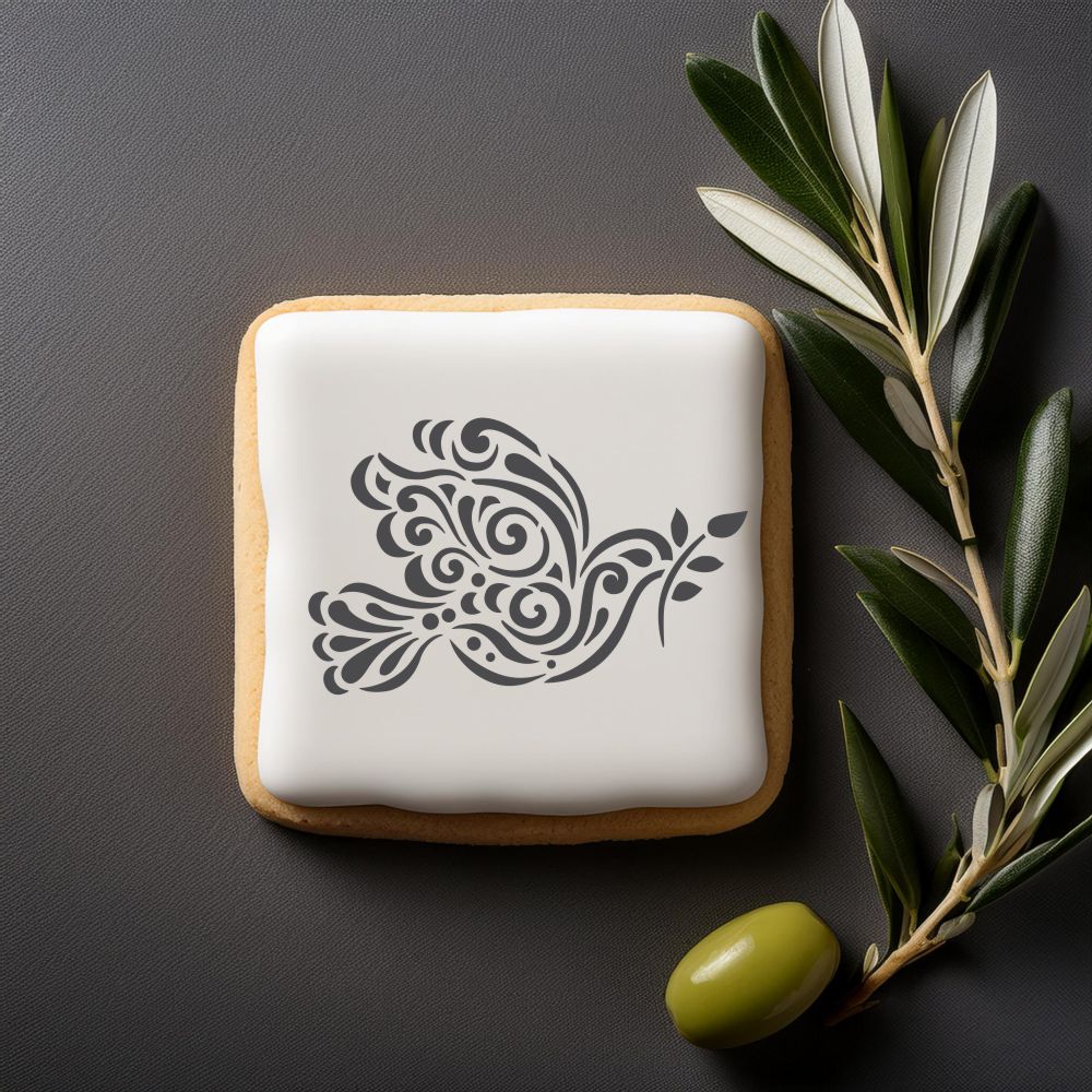 Square Cookie featuring our Dove of Peace Cookie Stencil by Designer Stencils
