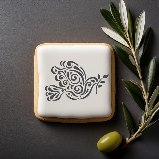 Square Cookie featuring our Dove of Peace Cookie Stencil by Designer Stencils