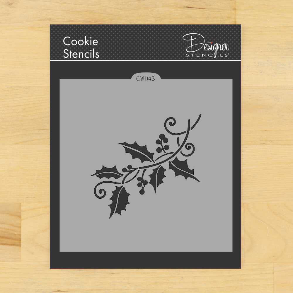 Holly Spray Christmas Cookie Stencil by Designer Stencils