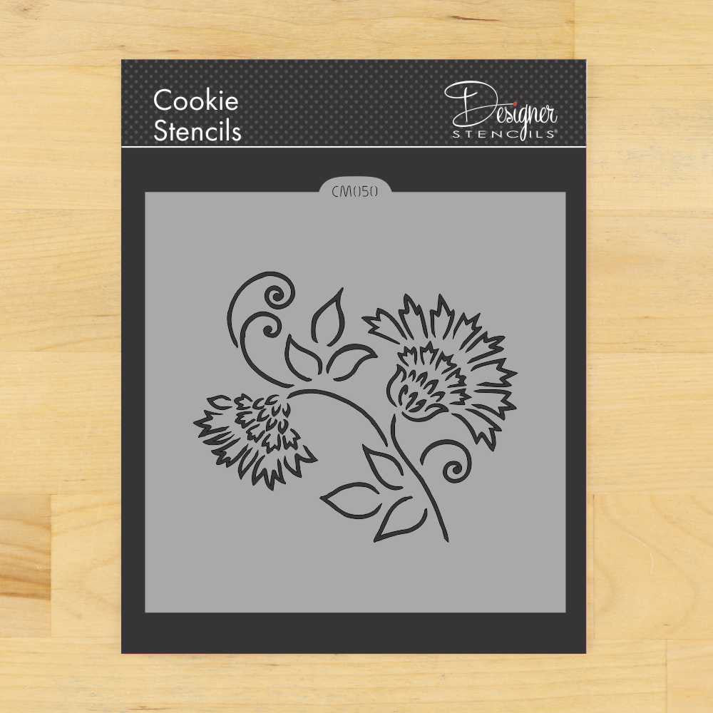Brushstroke Thistle Flower Cookie by Designer Stencils