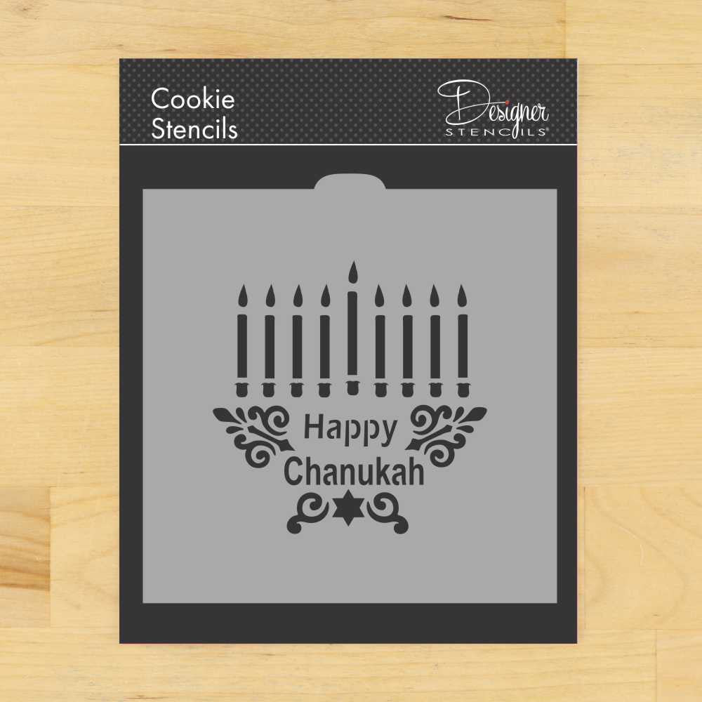 Happy Chanukah Menorah Cookie Stencil by Designer Stencils