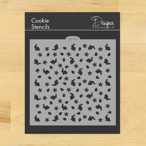 Bunnies and Flowers Miniprint Cookie Stencil by Designer Stencils