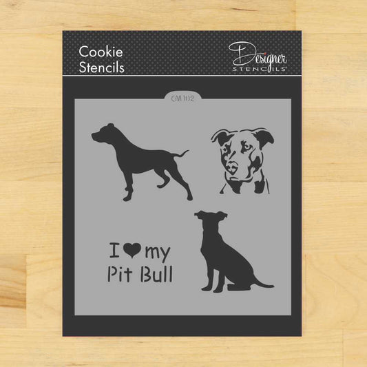 I Love My Pit Bull Cookie Stencil