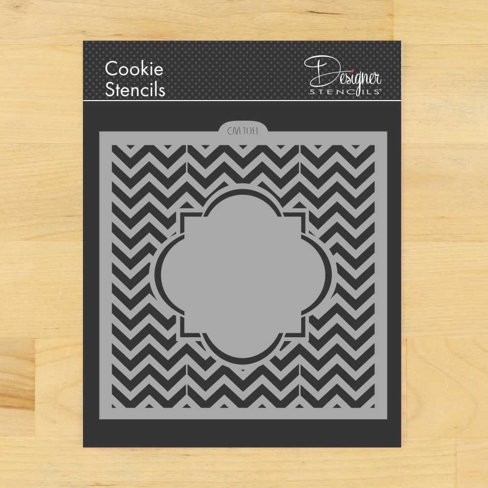 Chevron Monogram Plaque Cookie Stencil by Designer Stencils