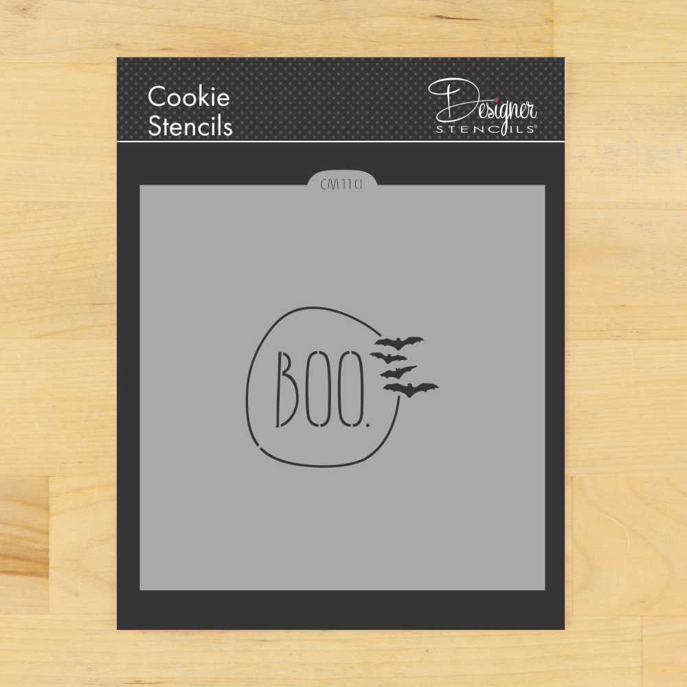 BOO with Bats Cookie Stencil By Designer Stencils