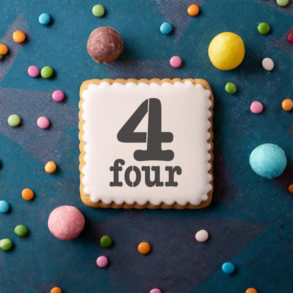 Number Four Cookie Stencil: Decorate 4th Birthday Cookies – Confection Couture Stencils number-four-cookie-stencil-decorate-4th-birthday-cookies-confection-couture-stencils