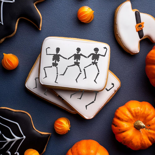 Halloween Cookies using the Skeletons Halloween Cookie Stencil By Designer Stencils