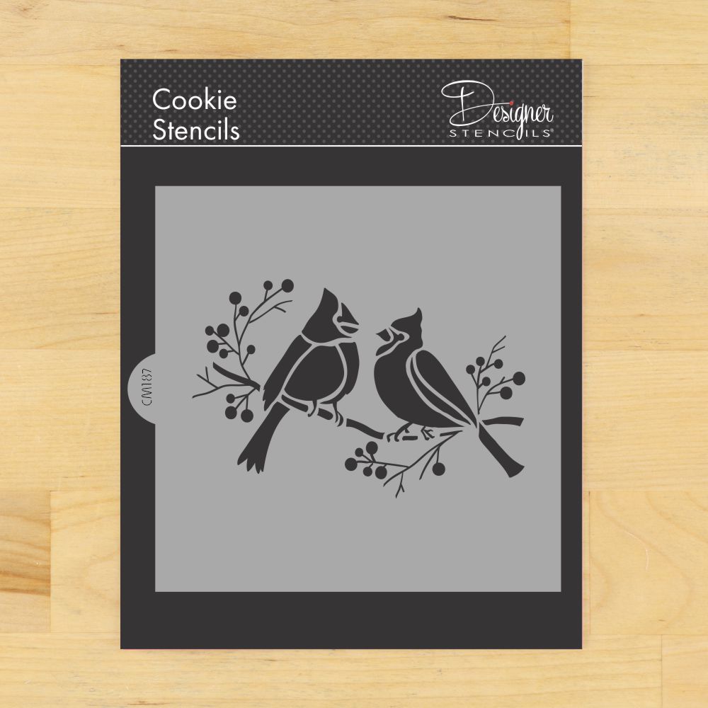 Cardinals on Branch Cookie Stencil by Designer Stencils