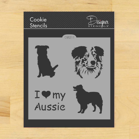 I Love My Aussie Cookie Stencil