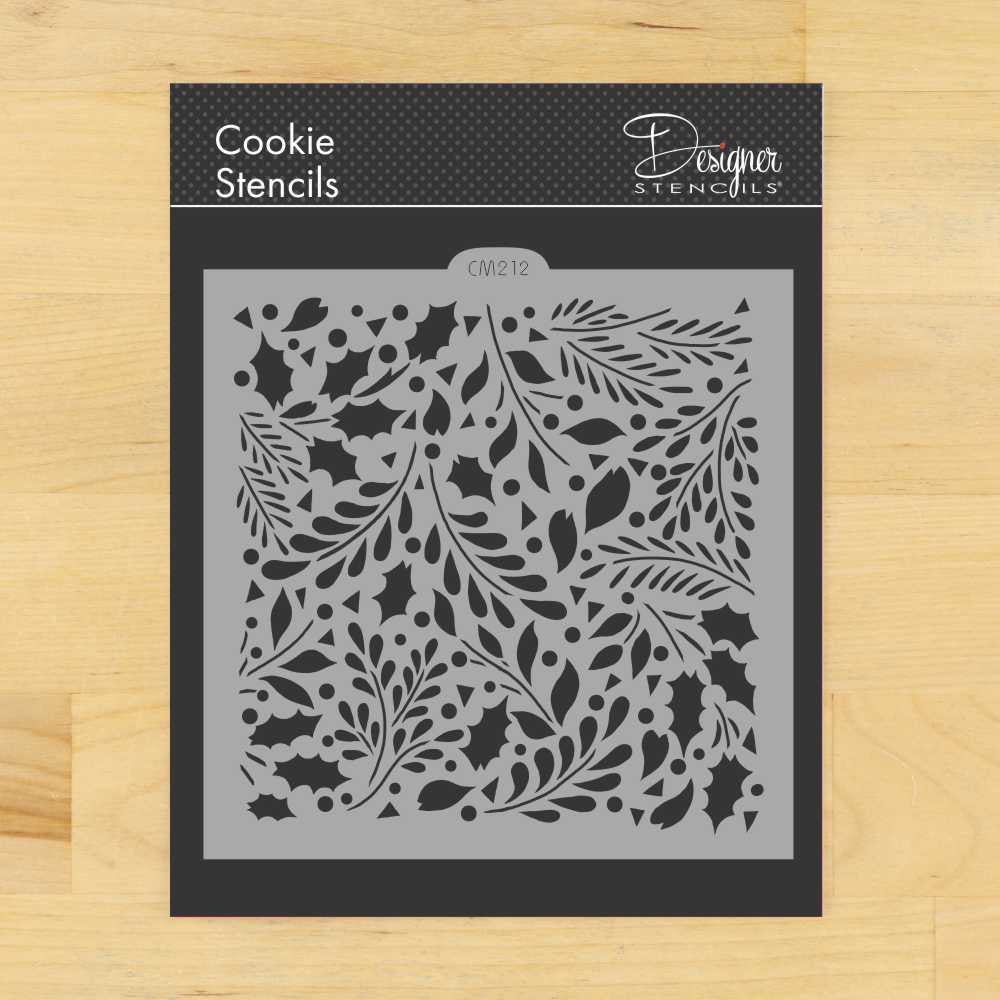 Winter Greenery Cookie Stencil by Designer Stencils