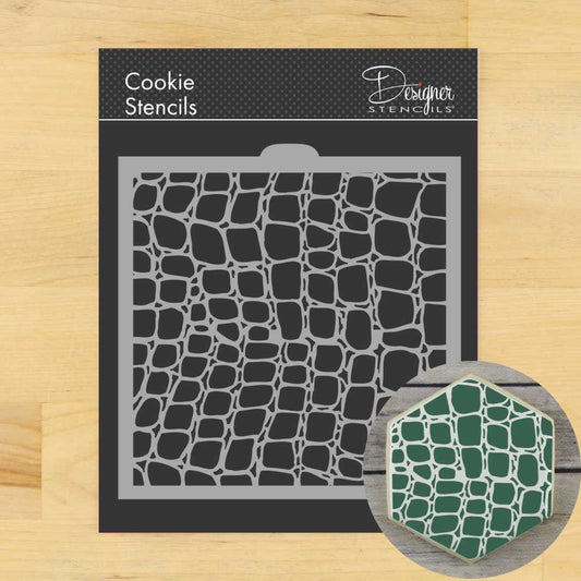 Package Info for the Crocodile Skin Cookie Stencil by Designer Stencils