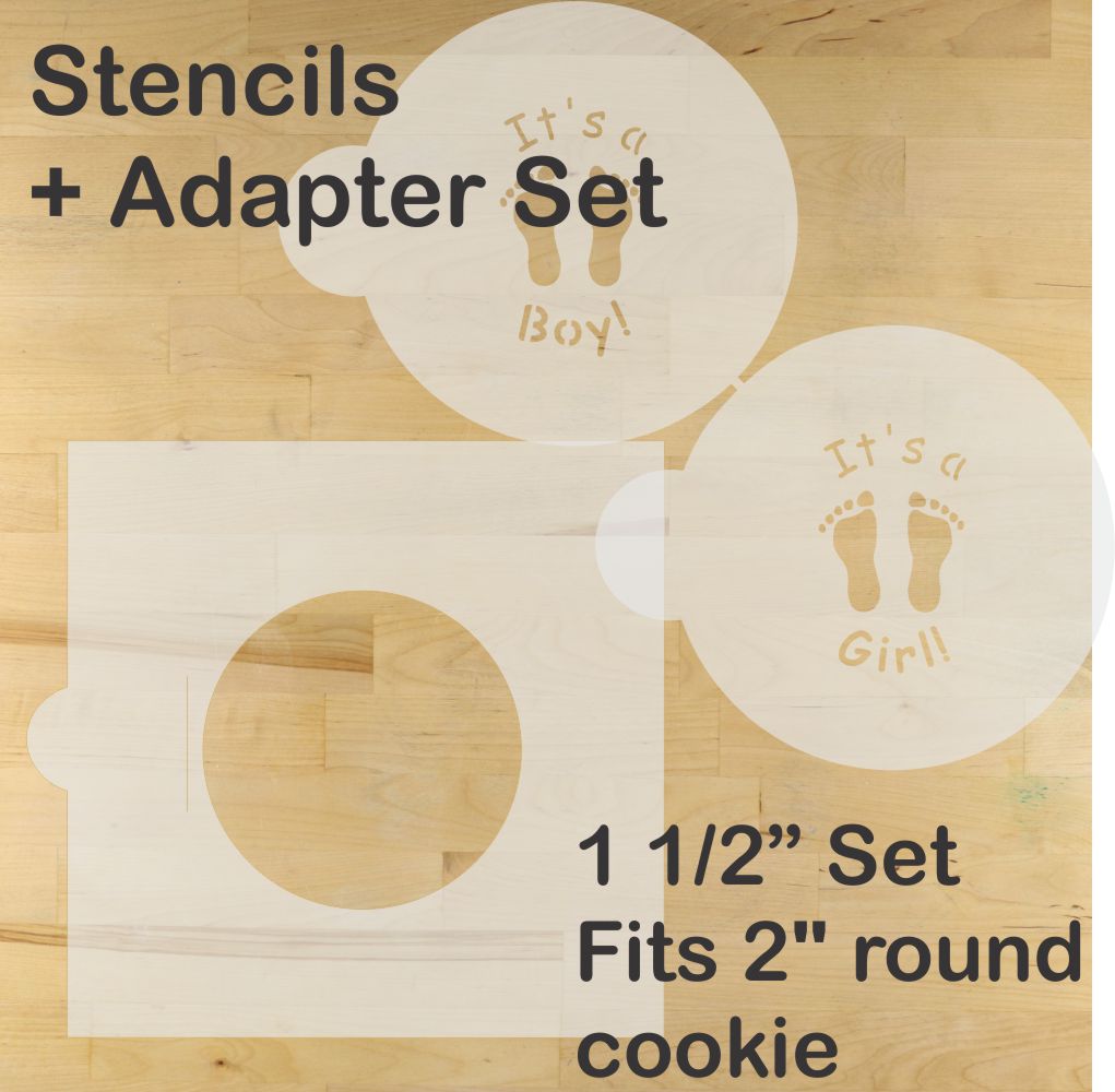 Gender Reveal Round Cookie Stencil Sets by Designer Stencils
