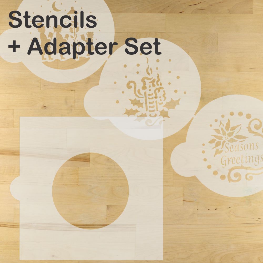 Seasons Greetings Round Cookie Stencil Set by Designer Stencils